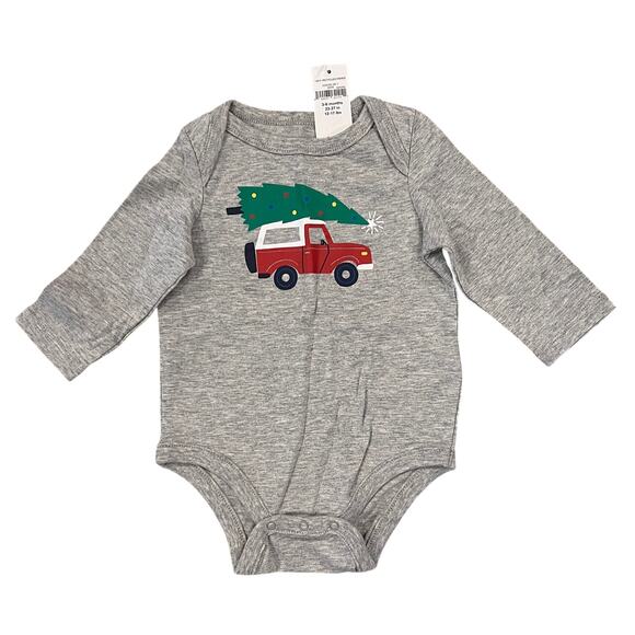 NWT GAP Baby Grey & Blue W/Christmas Tree Print Bodysuit & Pull-On Pants - 3-6M - Picture 2 of 8